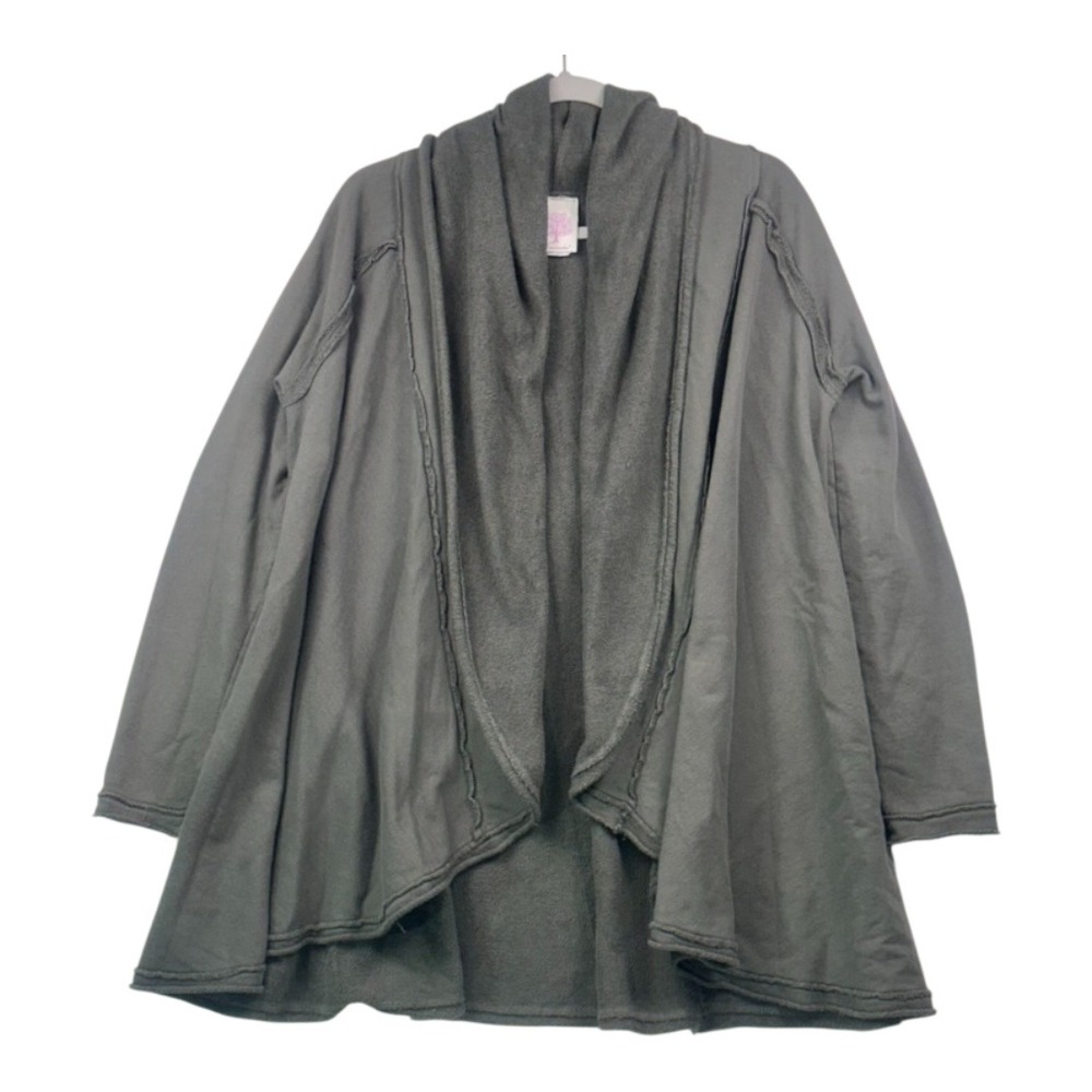 Freeloader Open Front Gray Cotton Cardigan Sweater Small- Oversized‎ Fit
